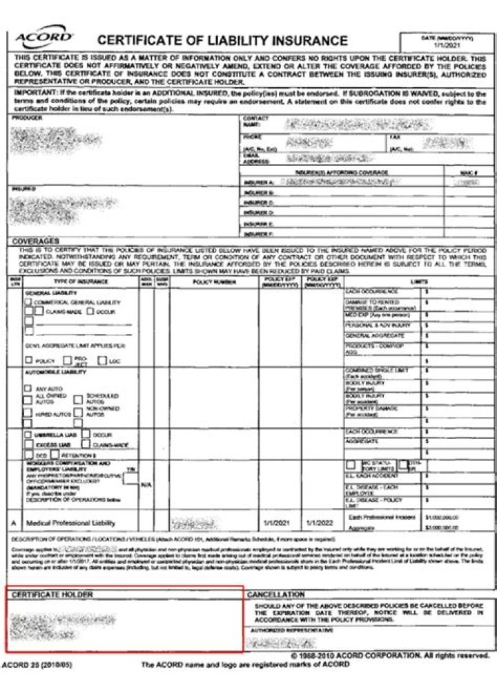Is an insurance certificate the same as a policy?