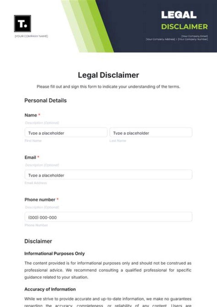 What should a disclaimer include?