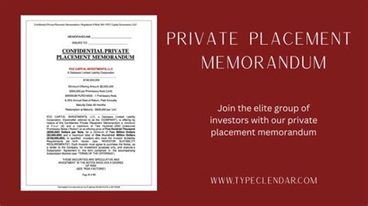 What should be included in a private placement memorandum?